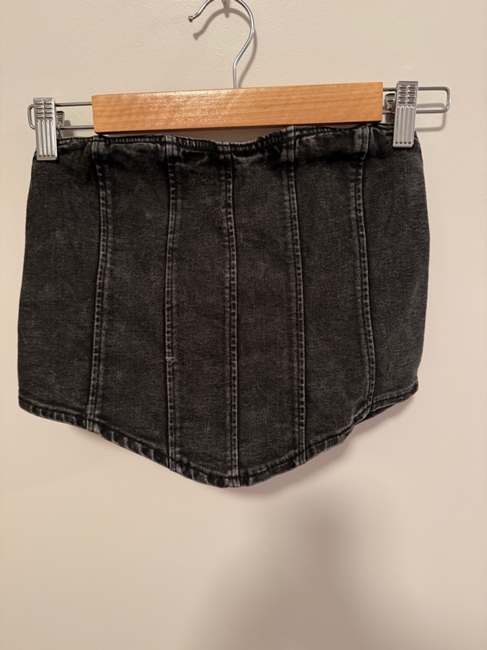 Washed Black Denim Crop Top
